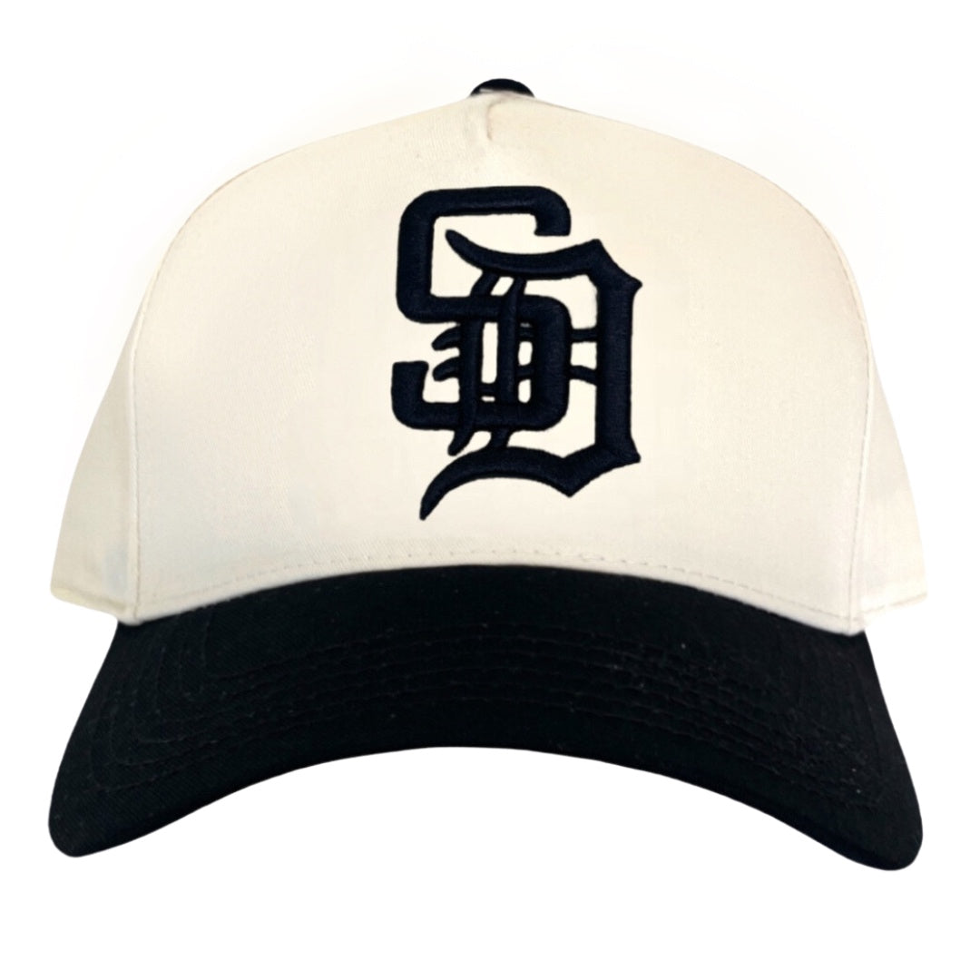 Creme & Black SD A-Frame Snapback Hat